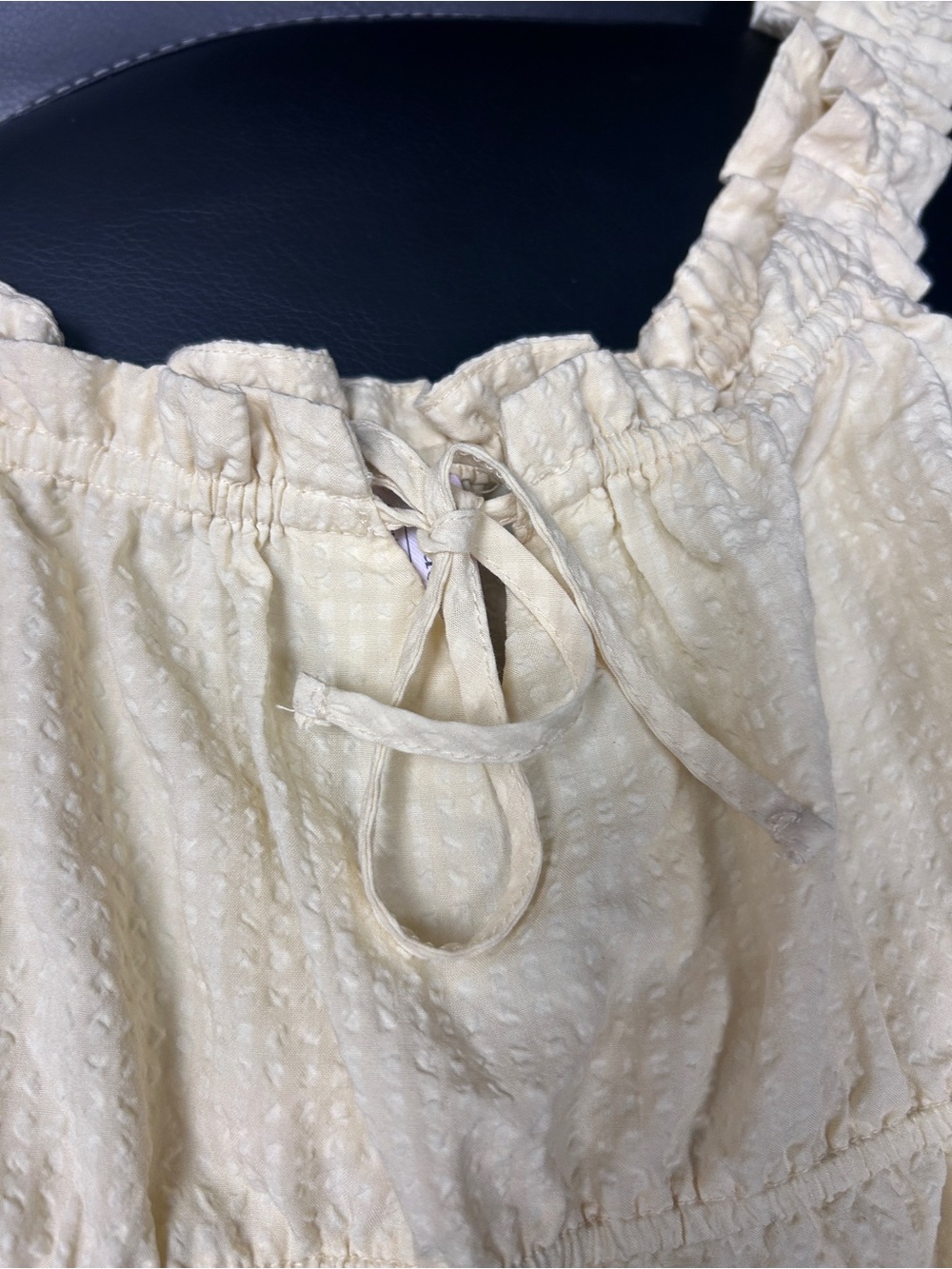 Sleeveless Ruffle-Trim Yellow Peplum Top - Picture 6 of 9